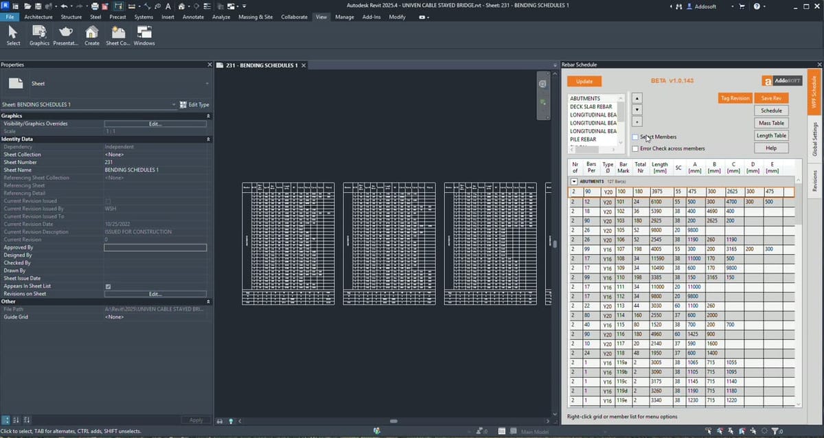 AddoREV for Revit — National Bar-Bending Schedules & Rebar Tools