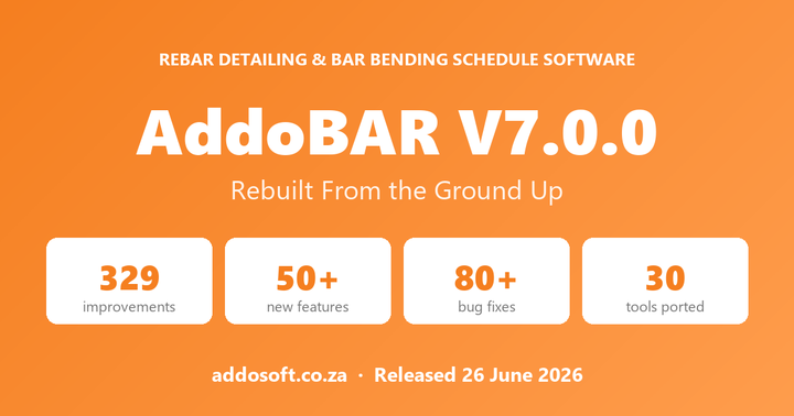 AddoBAR V7.0.0 — Rebar Detailing Software, Rebuilt From the Ground Up