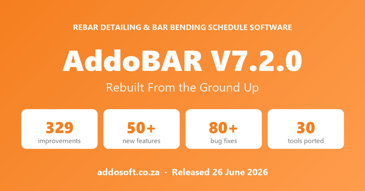 AddoBAR V7.2.0 — Rebar Detailing Software, Rebuilt From the Ground Up